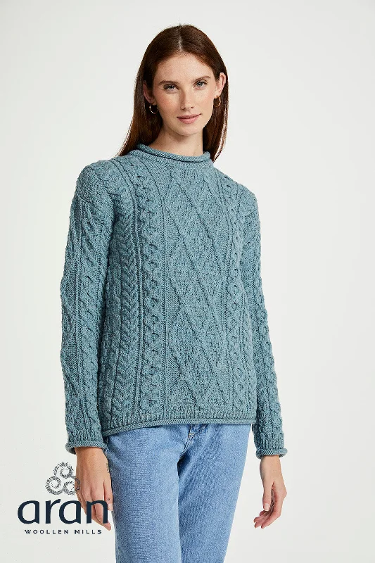 Aran - Roll Neck Heritage Sweater - Blue