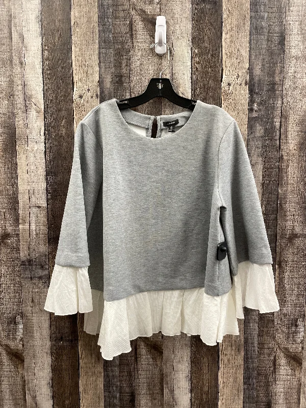 Sweatshirt Collar By Halogen In Grey & White, Size: Xl