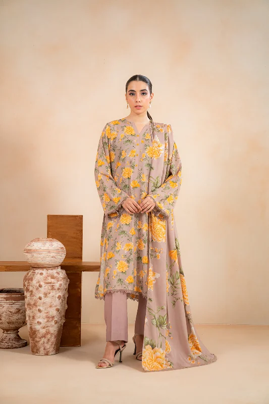 3 Piece Printed Linen Suit