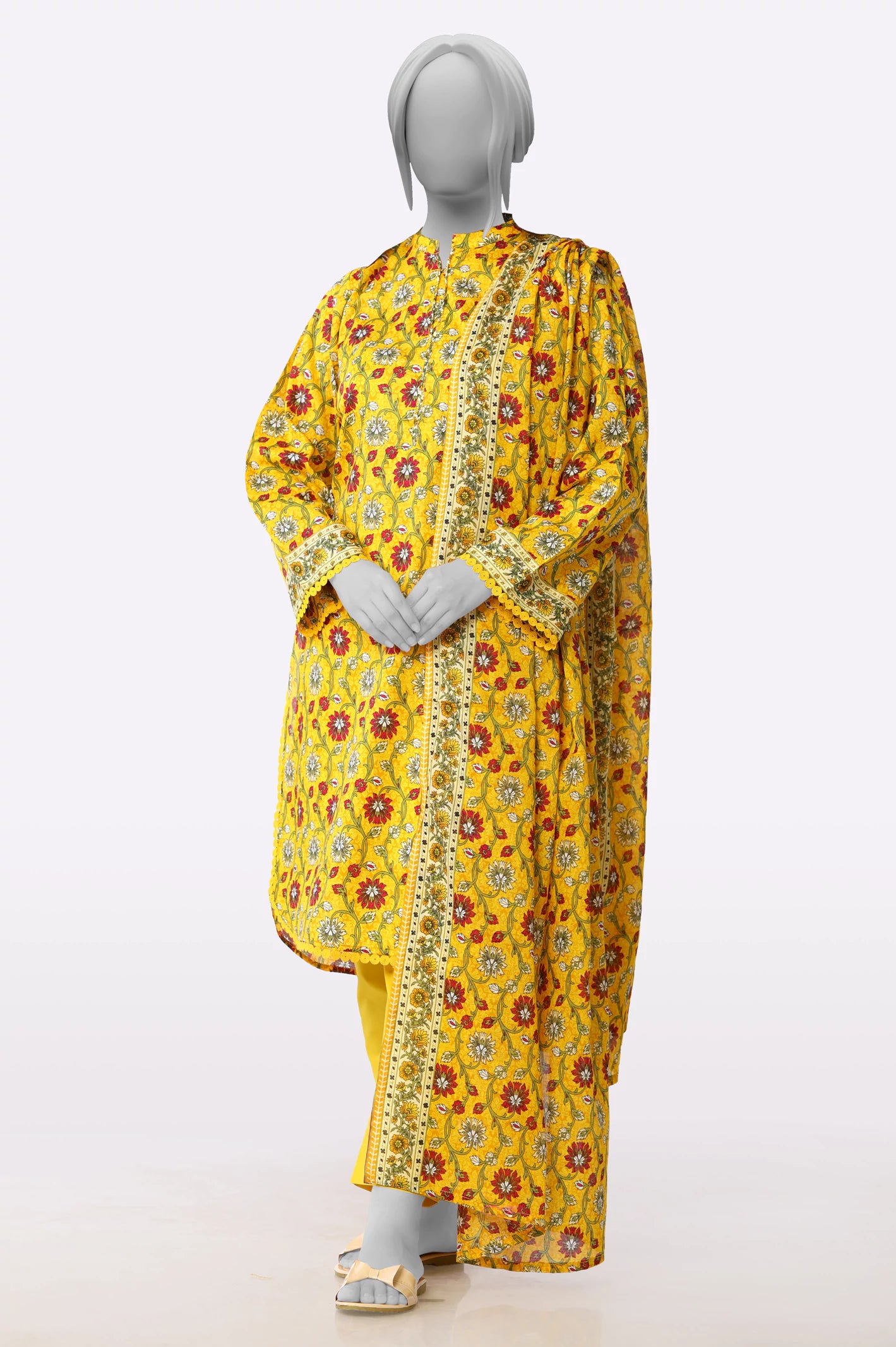 Mustard Printed 3PC