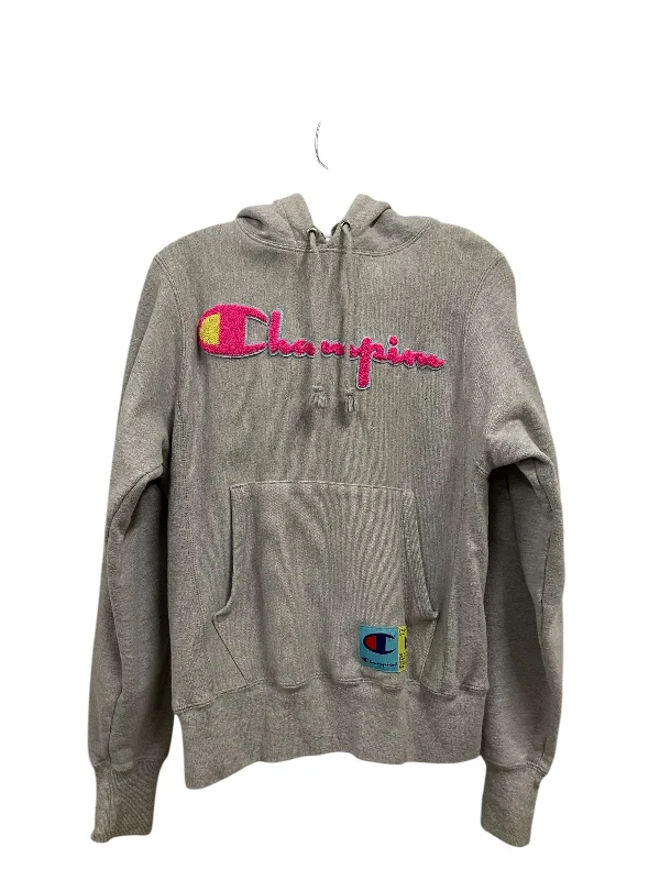 Athletic Sweatshirt Hoodie By Champion In Grey, Size: Xs