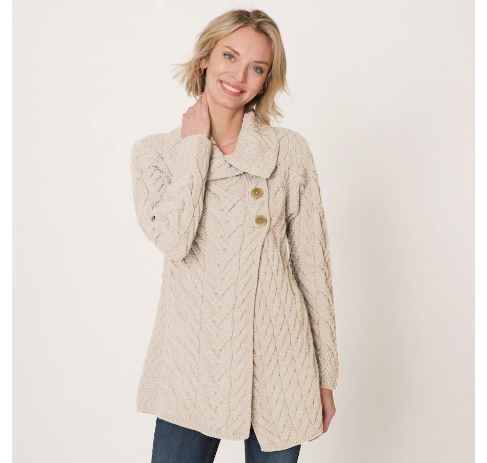 Aran - Buttoned Longline Cardigan - Parsnip