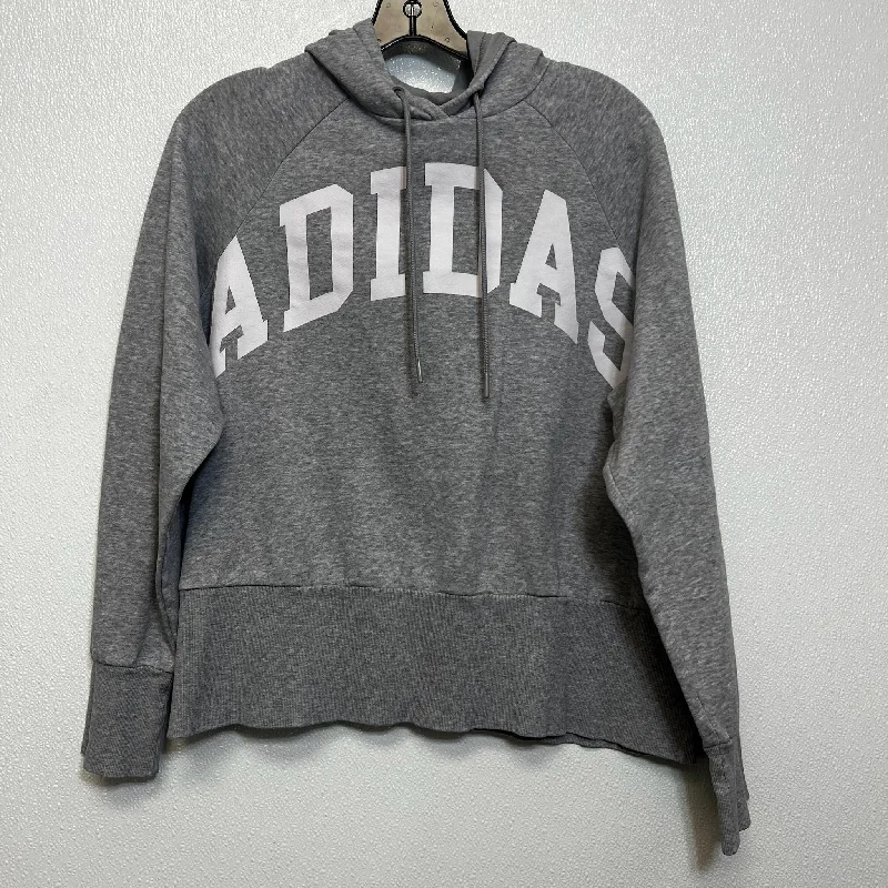 Sweatshirt Hoodie By Adidas In Grey, Size: L