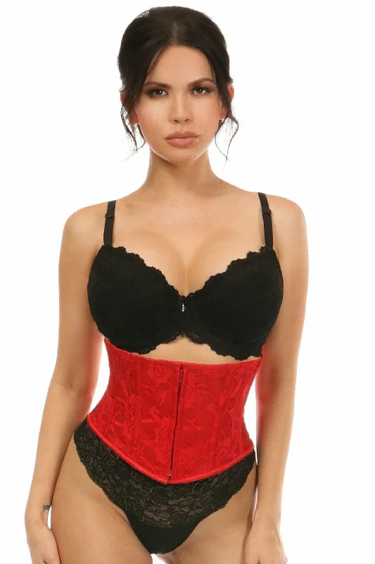 Lavish Red Lace Mini Cincher with Zipper