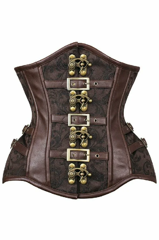 Daisy Brown Brocade Steampunk Steel Boned Underbust Corset