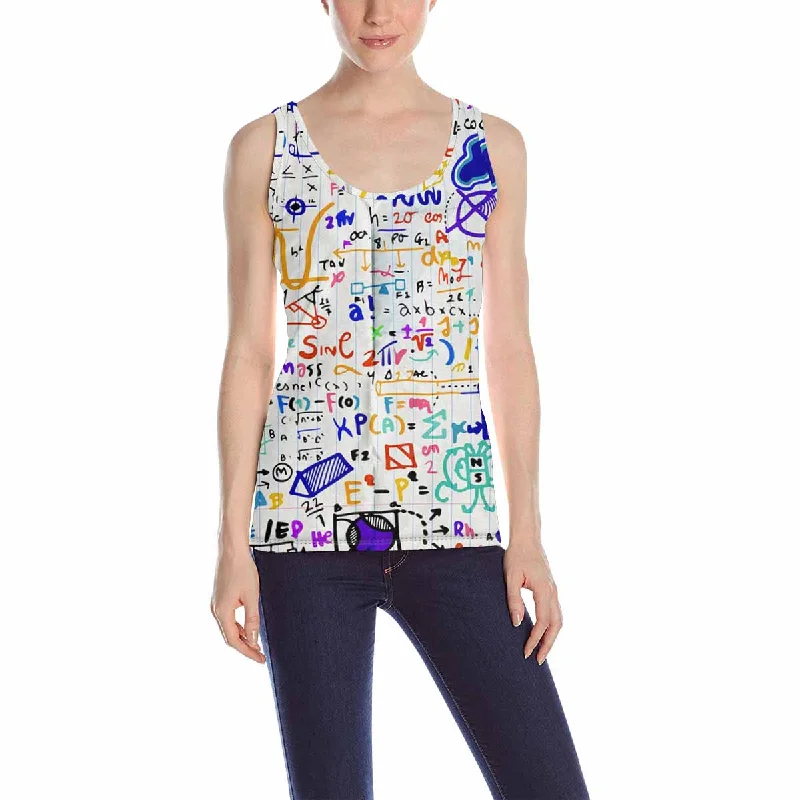 Women's Tank Top print with doodle Physical formulas pattern