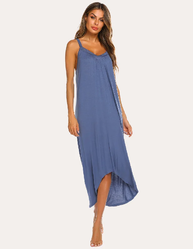 Ekouaer Irregular Hem Full Slip Night Dress (US Only)