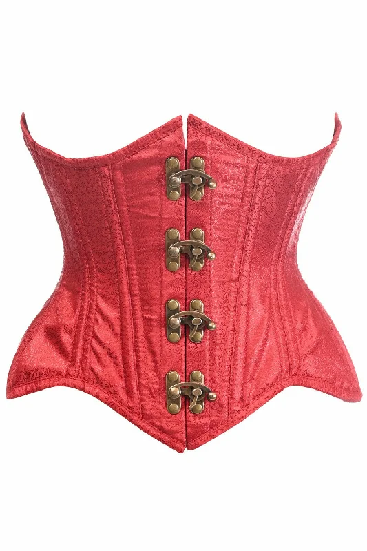 Daisy Double Steel Boned Wine Brocade Curvy Underbust Corset