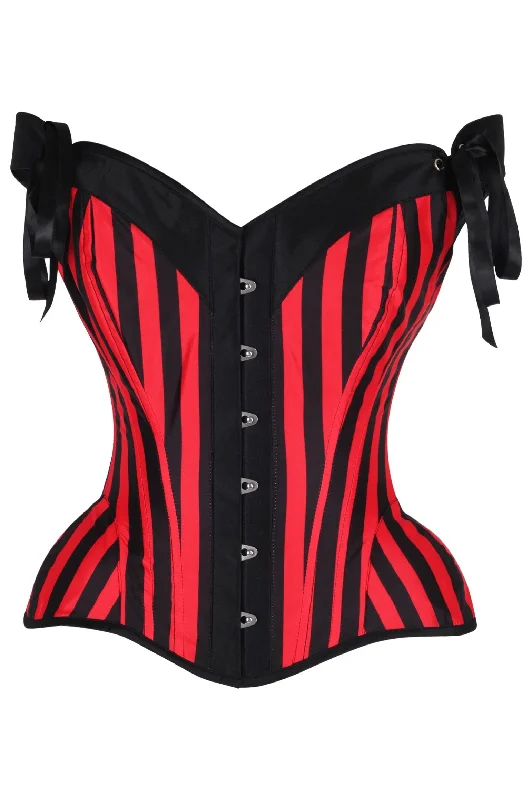 Daisy Red/Black Striped Steel Boned Corset w/Straps