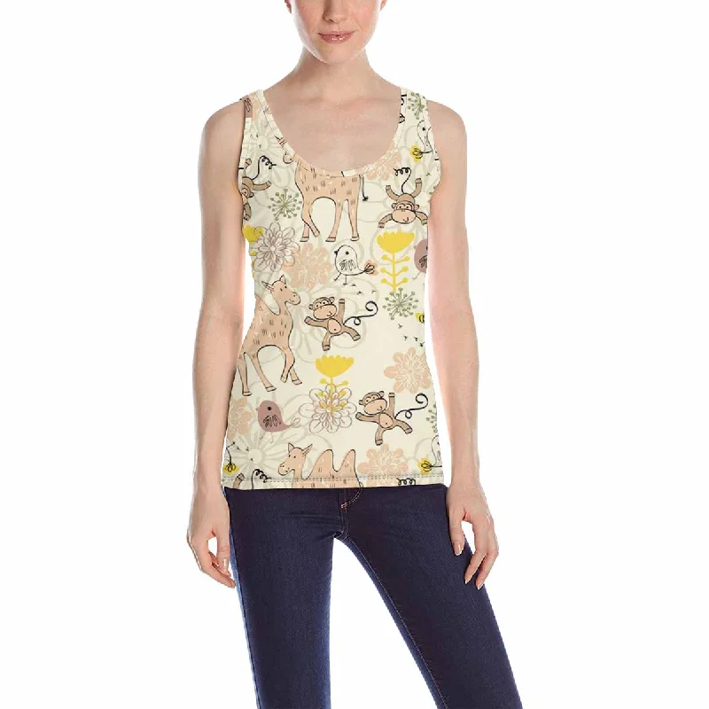 Women's Tank Top print with cute camel monkey pattern