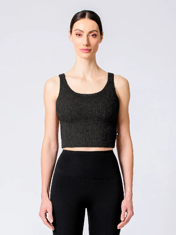 VEGAN WOOL TEDDY TANK, BLACK