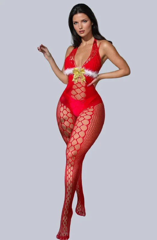 YesX YX Christmas Fluffy Bodystocking