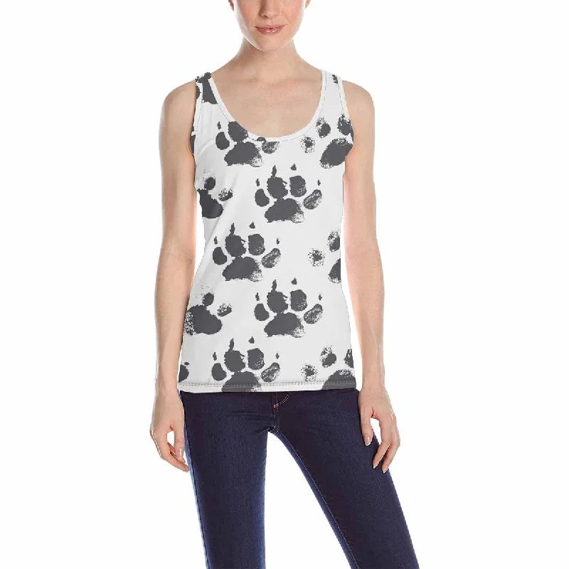 Women's Tank Top print with doodle animals footprint pattern