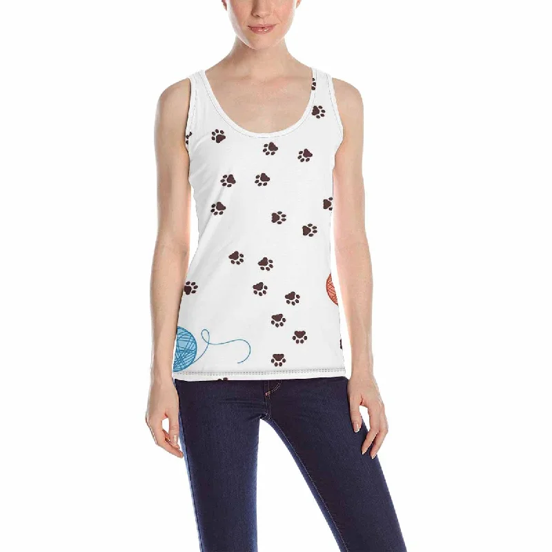 Women's Tank Top print with Animal footprints and coil pattern