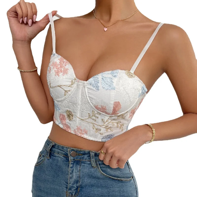 Sweet Floral Back Laced Corset Top