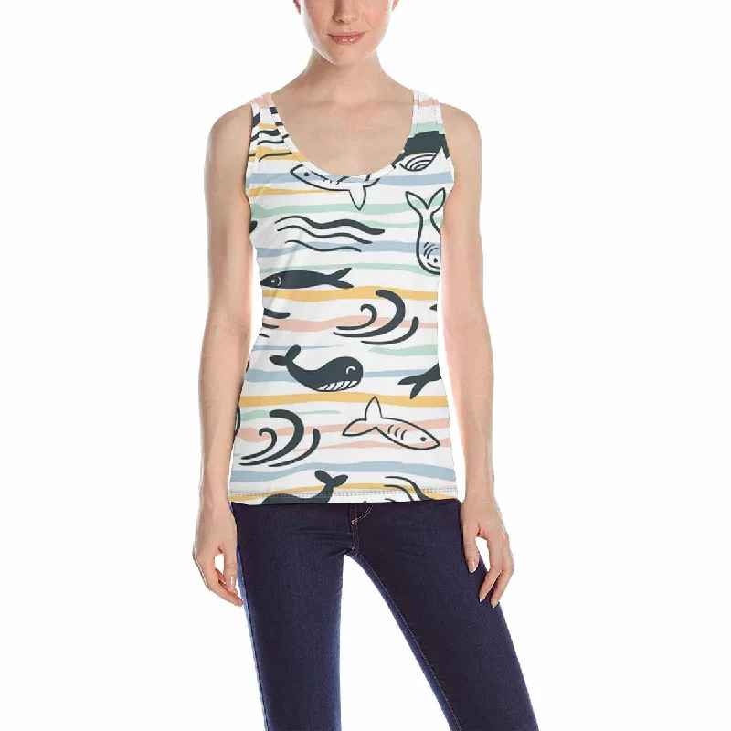 Women's Tank Top print with pattern with little cute fishes