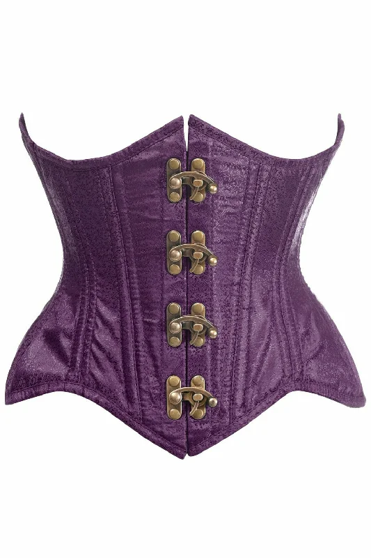 Daisy Double Steel Boned Plum Brocade Curvy Underbust Corset