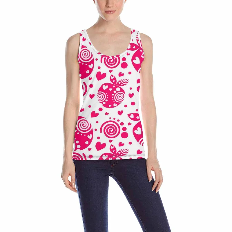 Women's Tank Top print with red Glittering strawberries pattern