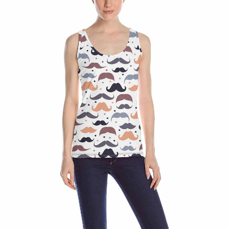 Women's Tank Top print with colored mustache pattern