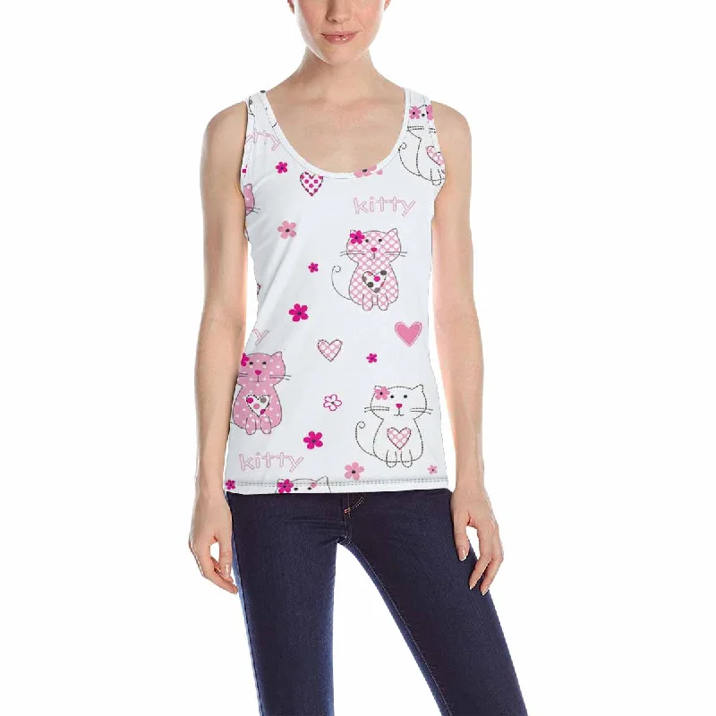 Women's Tank Top print with pattern with cute cats