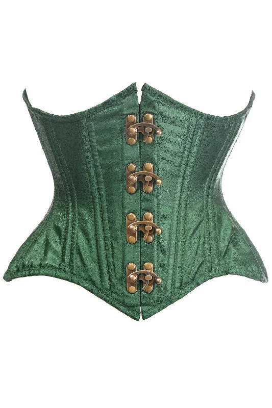 Daisy Double Steel Boned Green Brocade Curvy Underbust Corset