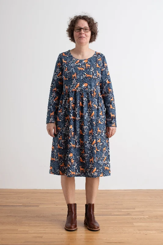 Women's Copenhagen Dress - Deer & Foxes Night Sky