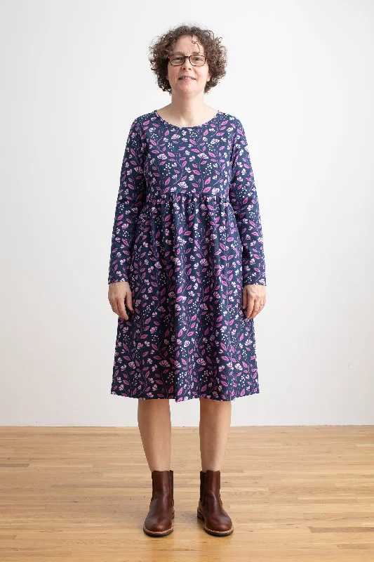 Women's Copenhagen Dress - Flower Vines Night Sky & Orchid