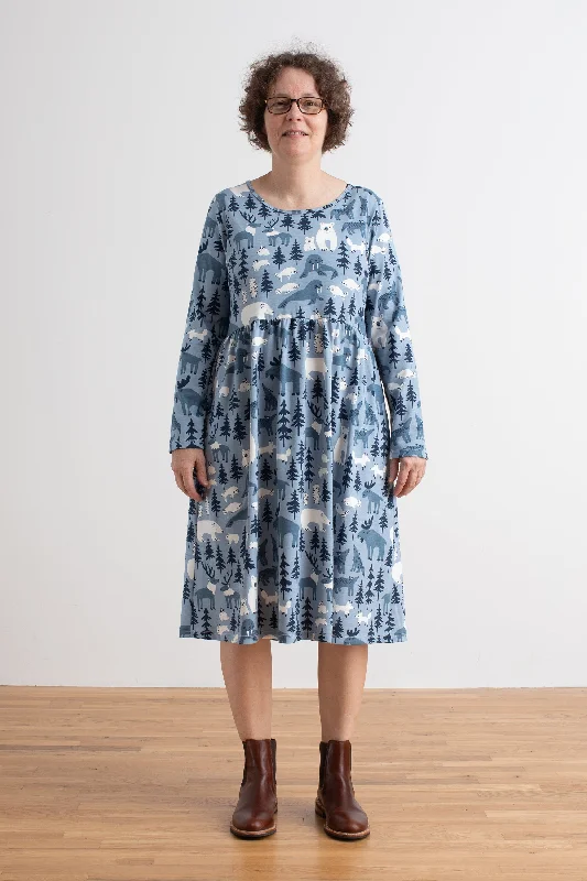 Women's Copenhagen Dress - Northern Animals Mountain Blue