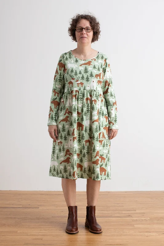 Women's Copenhagen Dress - Northern Animals Pale Green