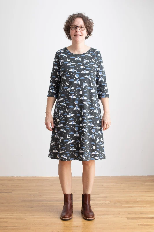 Women's Helsinki Dress - Bats Blue & Charcoal