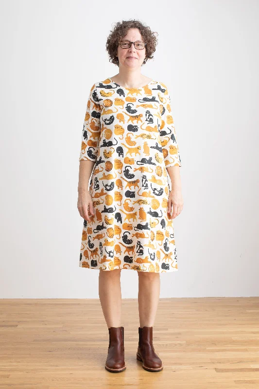 Women's Helsinki Dress - Cat Friends Gold & Yellow