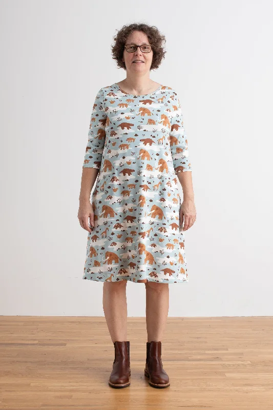 Women's Helsinki Dress - Ice Age Animals Pale Blue