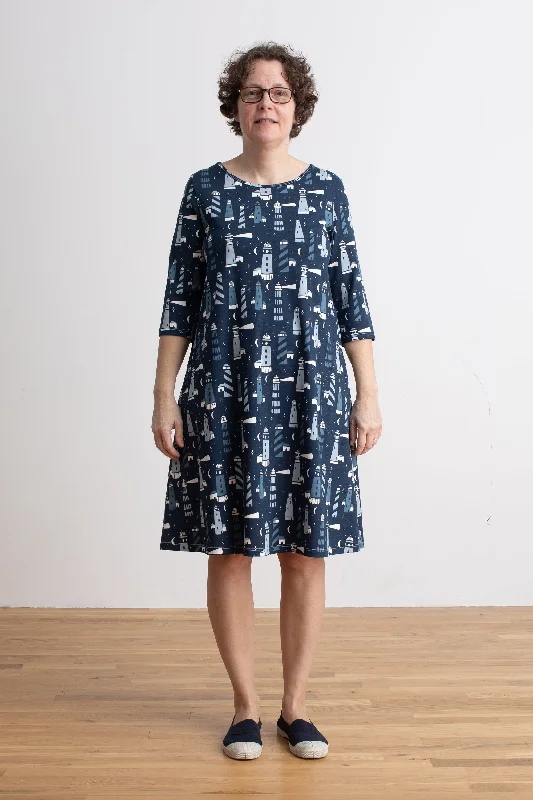 Women's Helsinki Dress - Lighthouses Night Sky