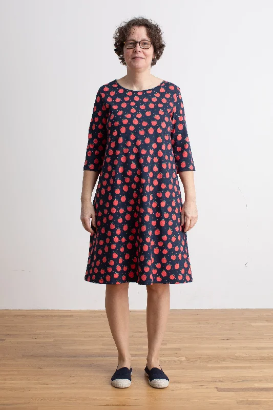 Women's Helsinki Dress - Raspberries Night Sky