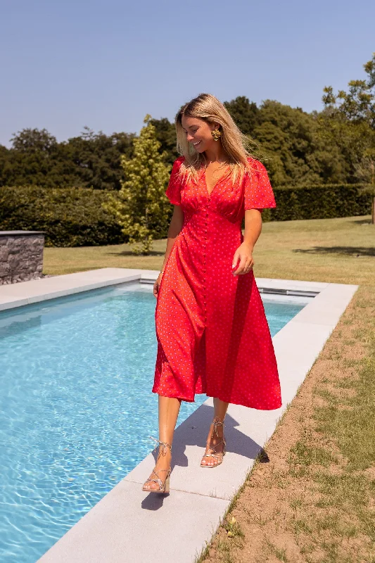 Robe longue Baya - rose à pois