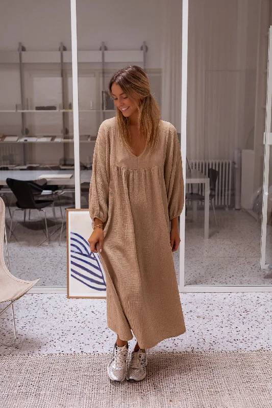 Robe Nolan - camel en gaze de coton