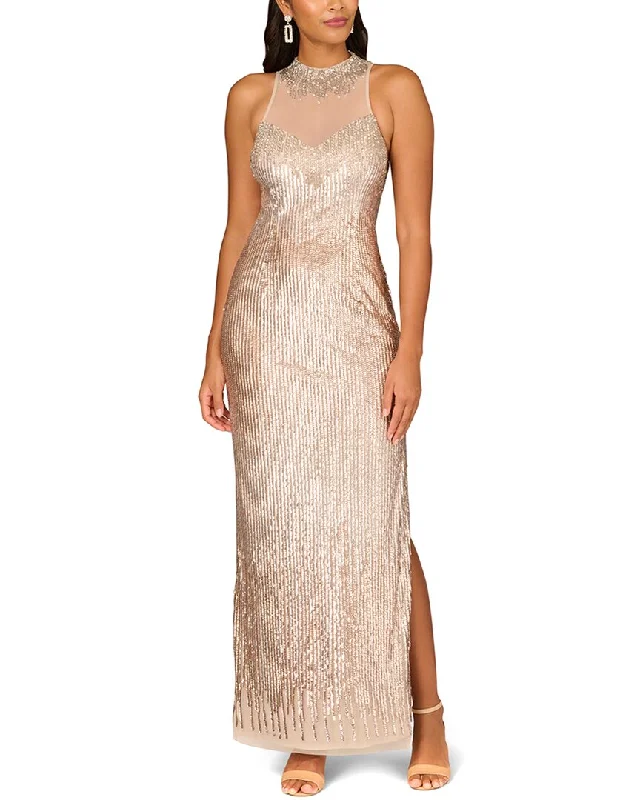 Aidan Mattox Fully Beaded Column Gown