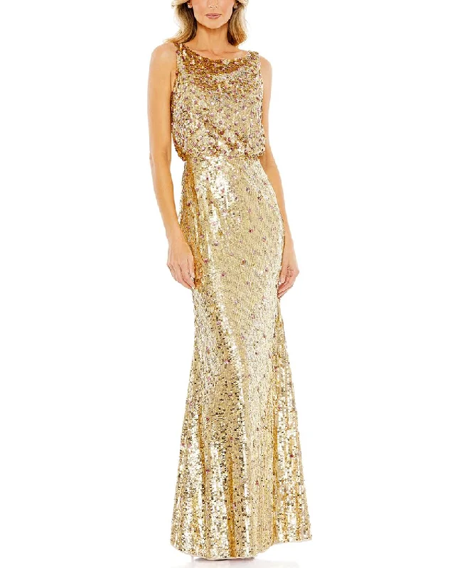 Mac Duggal Sequined Sleeveless High Neck Gown