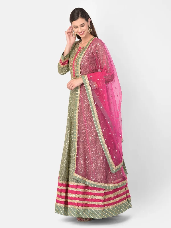 Neeru's Green Color Georgette Fabric Gown