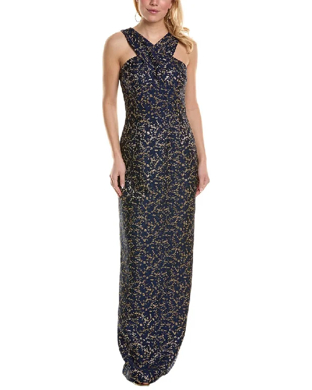 Teri Jon by Rickie Freeman Metallic Jacquard Gown