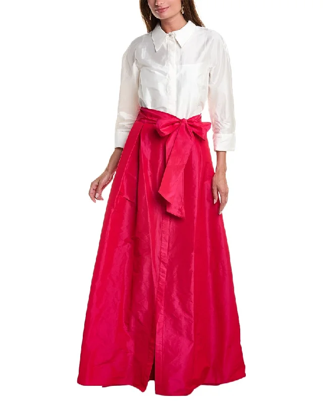 Teri Jon by Rickie Freeman Taffeta Shirt Gown