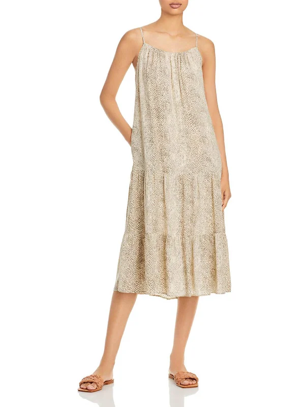 Adora Womens Snake Print Midi Sundress