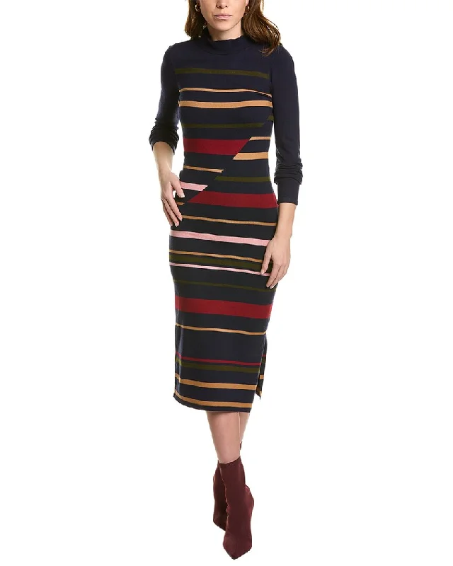 BCBGMAXAZRIA Striped Midi Sweaterdress