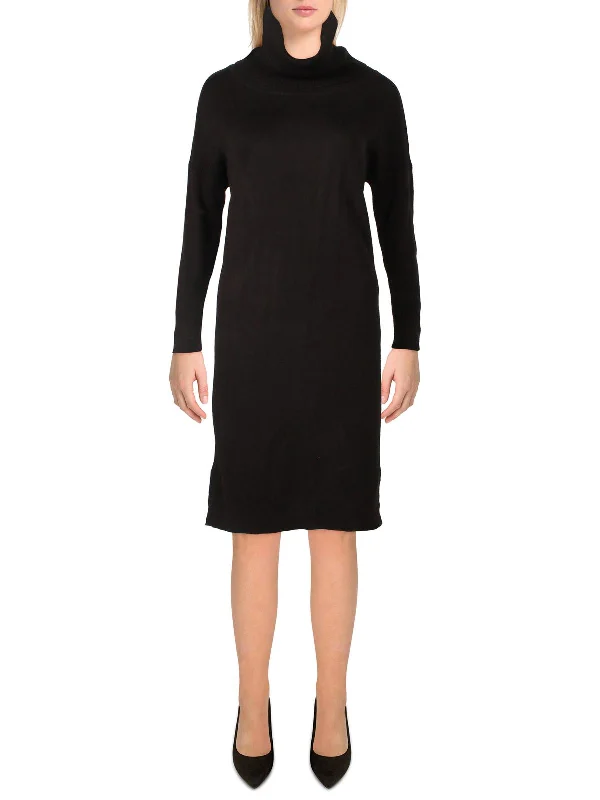 Womens Cowl Neck Midi Sweaterdress