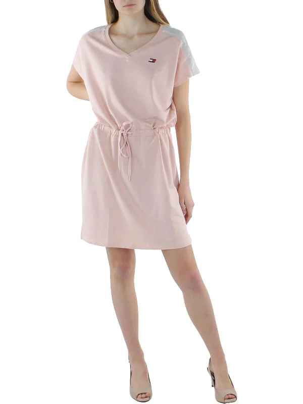 Womens Tie Waist Midi T-Shirt Dress