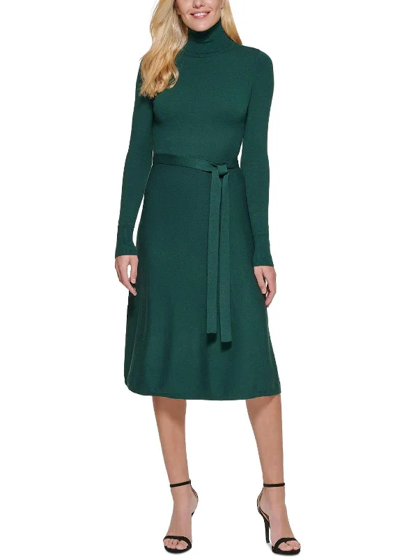 Womens Turtleneck Midi Sweaterdress