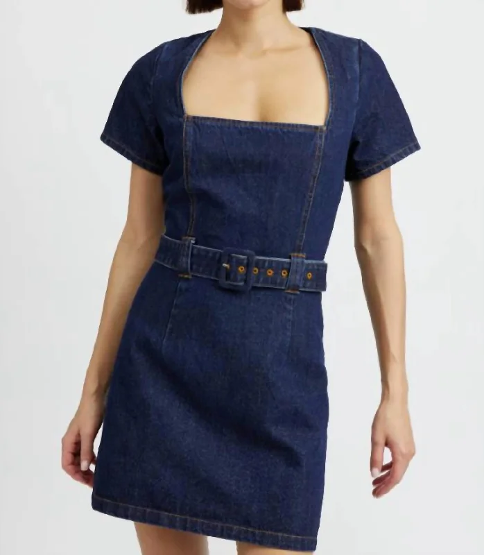 June Mini Dress In Indigo Denim