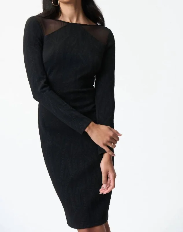 Long Sleeves Mini Dress In Black