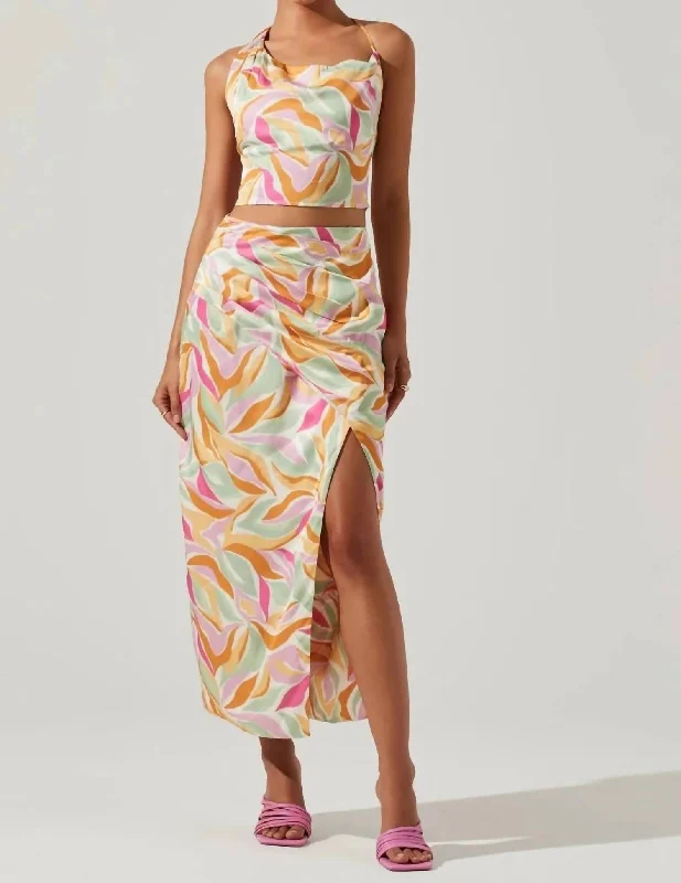 Loretta Skirt In Mustard Pink Floral