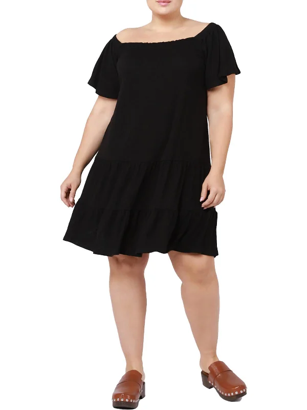 Plus Womens Daytime Mini Shift Dress